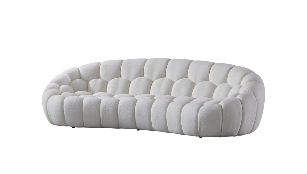 HomeRoots 105 Inch Boucle Curved Sofa Modern Living Room Upholstered Seating in Ivory 719427