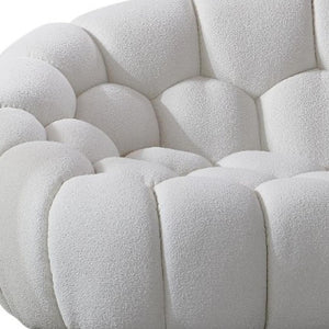 105 Inch Boucle Curved Sofa Modern Living Room Upholstered Seating in Ivory