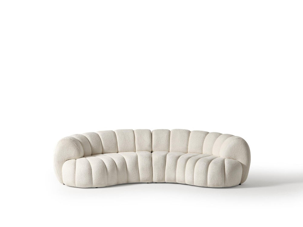 HomeRoots 118 Inch Curved Chenille Sofa with Toss Pillows for Modern Living Rooms 719428