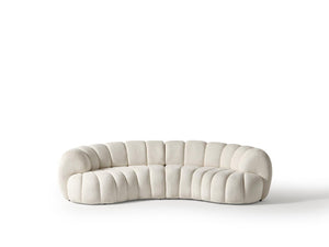 HomeRoots 118 Inch Curved Chenille Sofa with Toss Pillows for Modern Living Rooms 719428