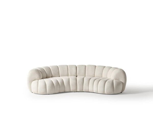 HomeRoots 118 Inch Curved Chenille Sofa with Toss Pillows for Modern Living Rooms 719428