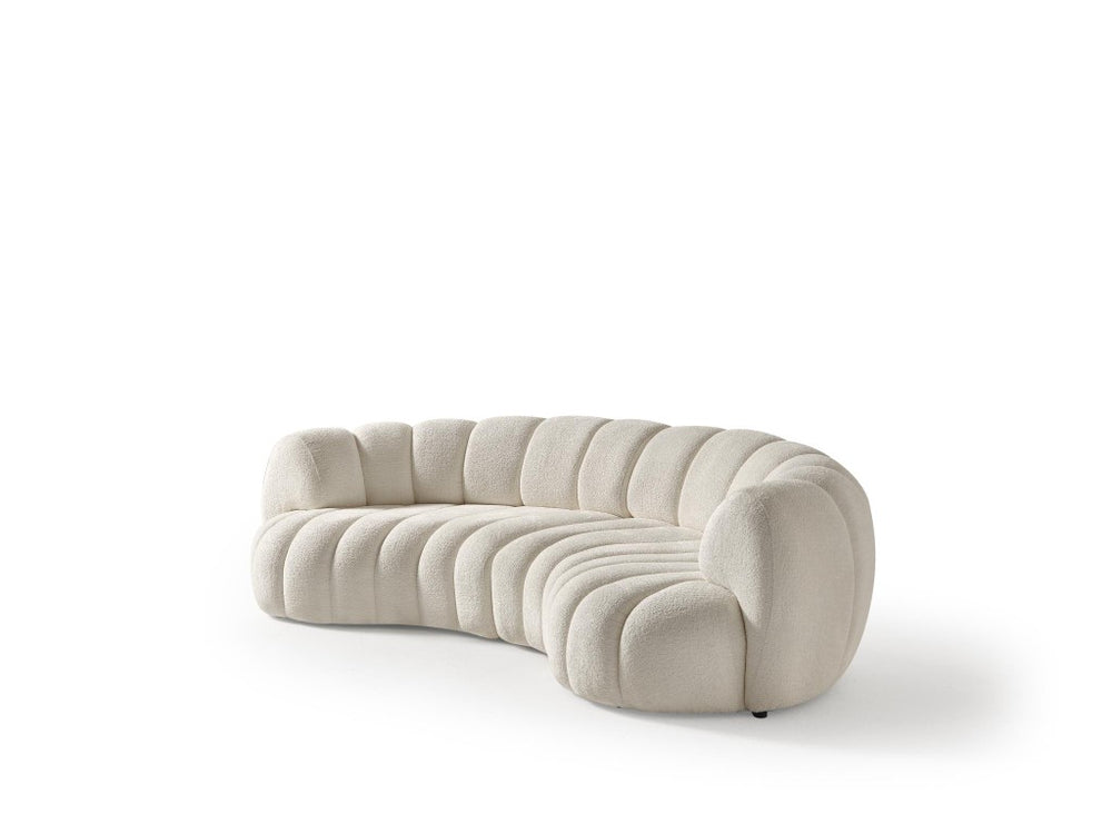HomeRoots 118 Inch Curved Chenille Sofa with Toss Pillows for Modern Living Rooms 719428