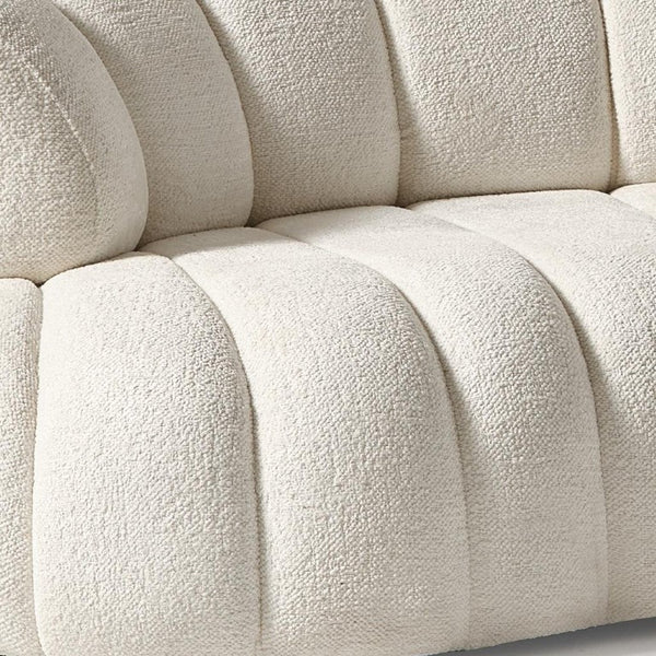 118 Inch Curved Chenille Sofa with Toss Pillows for Modern Living Rooms