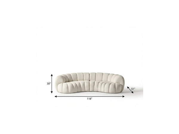 118 Inch Curved Chenille Sofa with Toss Pillows for Modern Living Rooms