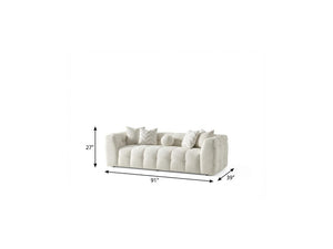91 Inch Chenille Upholstered Living Room Sofa with Accent Throw Pillows Included