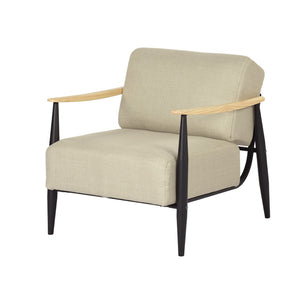 HomeRoots 23" Beige Wingback Chair - Mid-Century Modern Chenille Accent with Solid Wood Legs for Cozy Spaces 719435