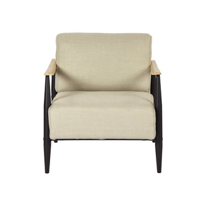 HomeRoots 23" Beige Wingback Chair - Mid-Century Modern Chenille Accent with Solid Wood Legs for Cozy Spaces 719435