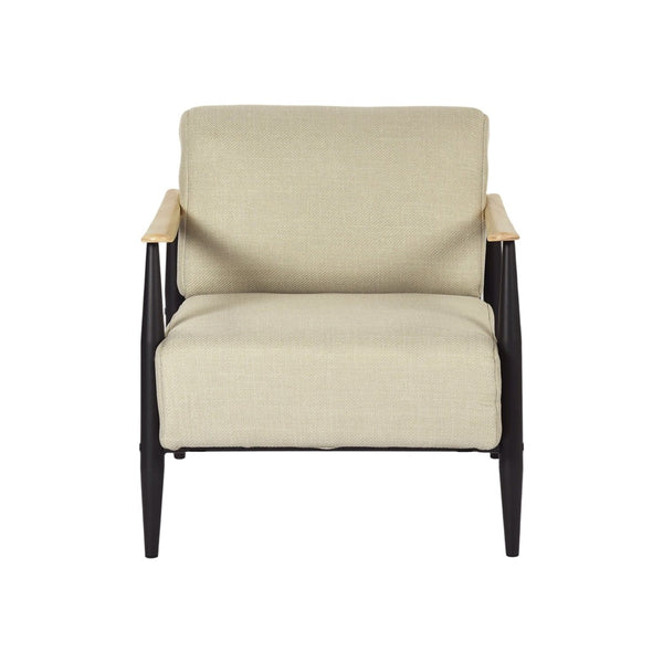 HomeRoots 23" Beige Wingback Chair - Mid-Century Modern Chenille Accent with Solid Wood Legs for Cozy Spaces 719435