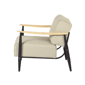 HomeRoots 23" Beige Wingback Chair - Mid-Century Modern Chenille Accent with Solid Wood Legs for Cozy Spaces 719435