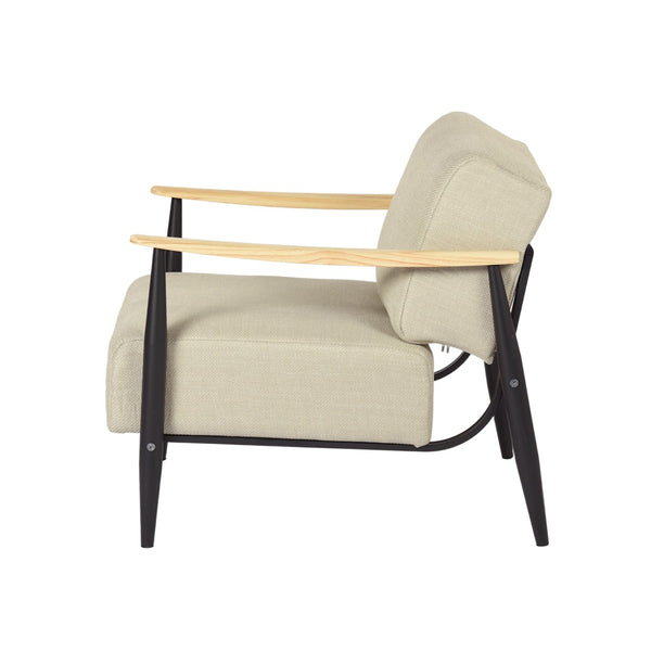 HomeRoots 23" Beige Wingback Chair - Mid-Century Modern Chenille Accent with Solid Wood Legs for Cozy Spaces 719435
