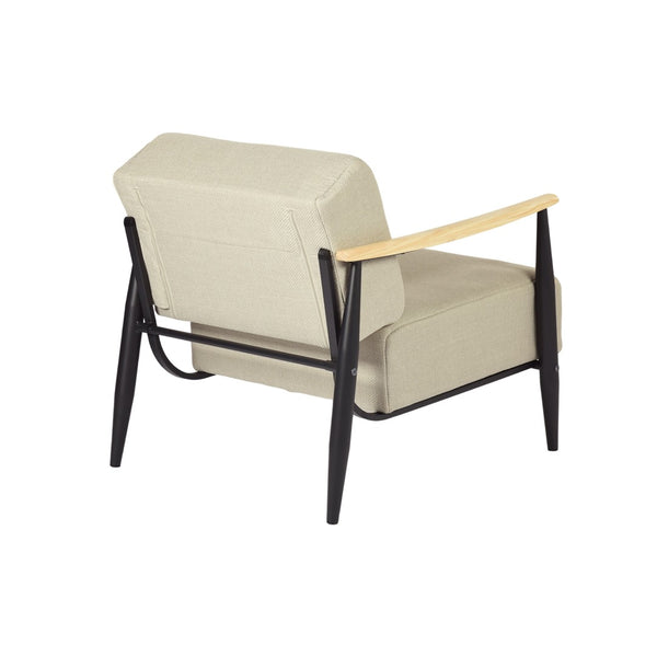 HomeRoots 23" Beige Wingback Chair - Mid-Century Modern Chenille Accent with Solid Wood Legs for Cozy Spaces 719435