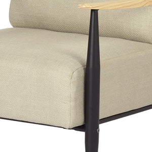 HomeRoots 23" Beige Wingback Chair - Mid-Century Modern Chenille Accent with Solid Wood Legs for Cozy Spaces 719435