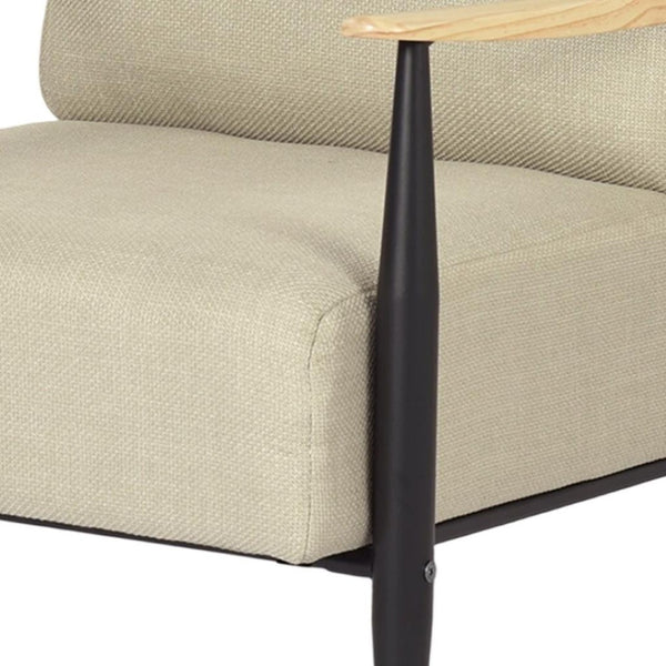 HomeRoots 23" Beige Wingback Chair - Mid-Century Modern Chenille Accent with Solid Wood Legs for Cozy Spaces 719435