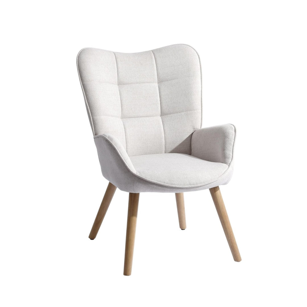 HomeRoots 28" Stylish Beige and Black Upholstered Armchair with Solid Wood Frame for Modern Home Decor 719436