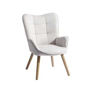 HomeRoots 28" Stylish Beige and Black Upholstered Armchair with Solid Wood Frame for Modern Home Decor 719436