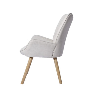 HomeRoots 28" Stylish Beige and Black Upholstered Armchair with Solid Wood Frame for Modern Home Decor 719436