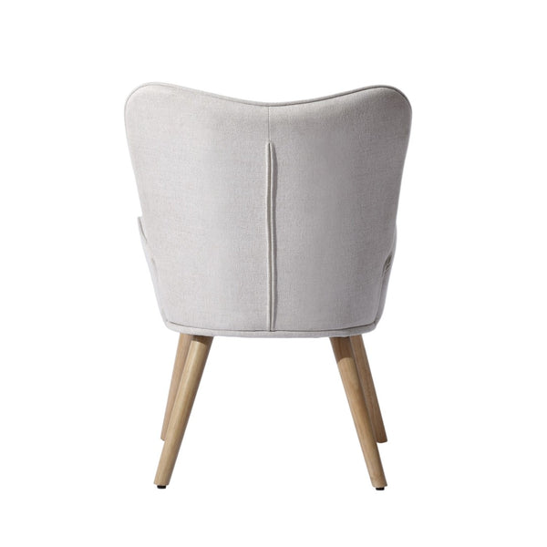 HomeRoots 28" Stylish Beige and Black Upholstered Armchair with Solid Wood Frame for Modern Home Decor 719436