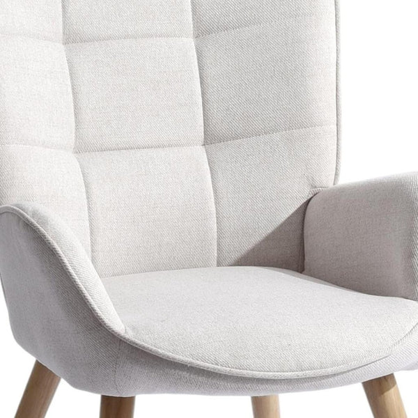 HomeRoots 28" Stylish Beige and Black Upholstered Armchair with Solid Wood Frame for Modern Home Decor 719436