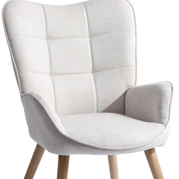 HomeRoots 28" Stylish Beige and Black Upholstered Armchair with Solid Wood Frame for Modern Home Decor 719436