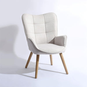 HomeRoots 28" Stylish Beige and Black Upholstered Armchair with Solid Wood Frame for Modern Home Decor 719436