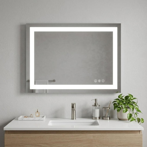 36 Inch Lighted Frameless Bathroom Vanity Mirror with Led Illumination for Modern Wall Decor