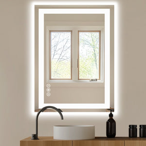 36 Inch Lighted Frameless Bathroom Vanity Mirror with Led Illumination for Modern Wall Decor