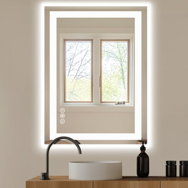 36 Inch Lighted Frameless Bathroom Vanity Mirror with Led Illumination for Modern Wall Decor