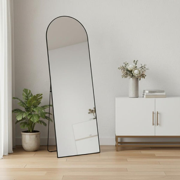 63 Inch Metal Arch Frame Full Length Leaning Floor Mirror for Bedroom or Entryway