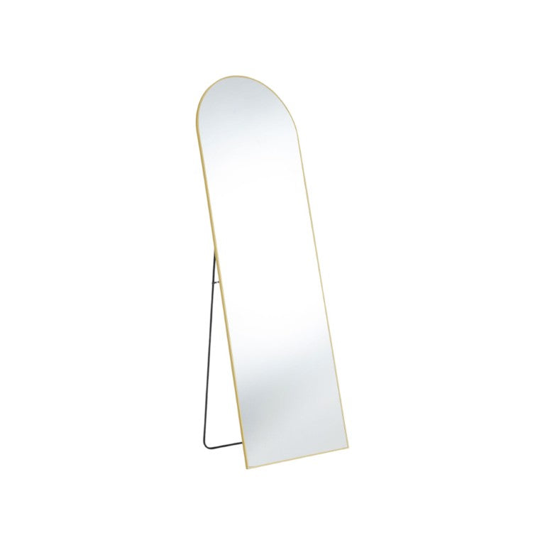 HomeRoots 63 Inch Metal Arch Frame Full Length Leaning Floor Mirror for Bedroom or Entryway Gold 719450