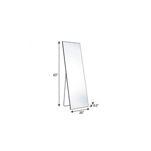 63 Inch Metal Frame Full Length Leaning Floor Mirror Elegant Statement Piece for Bedroom