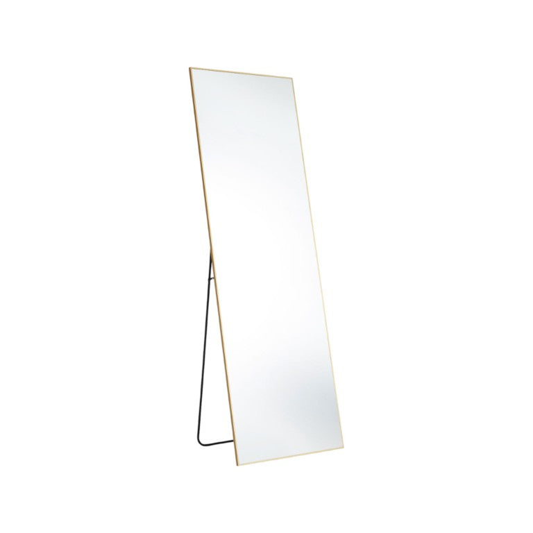 HomeRoots 63 Inch Metal Frame Full Length Leaning Floor Mirror Elegant Statement Piece for Bedroom Gold 719454