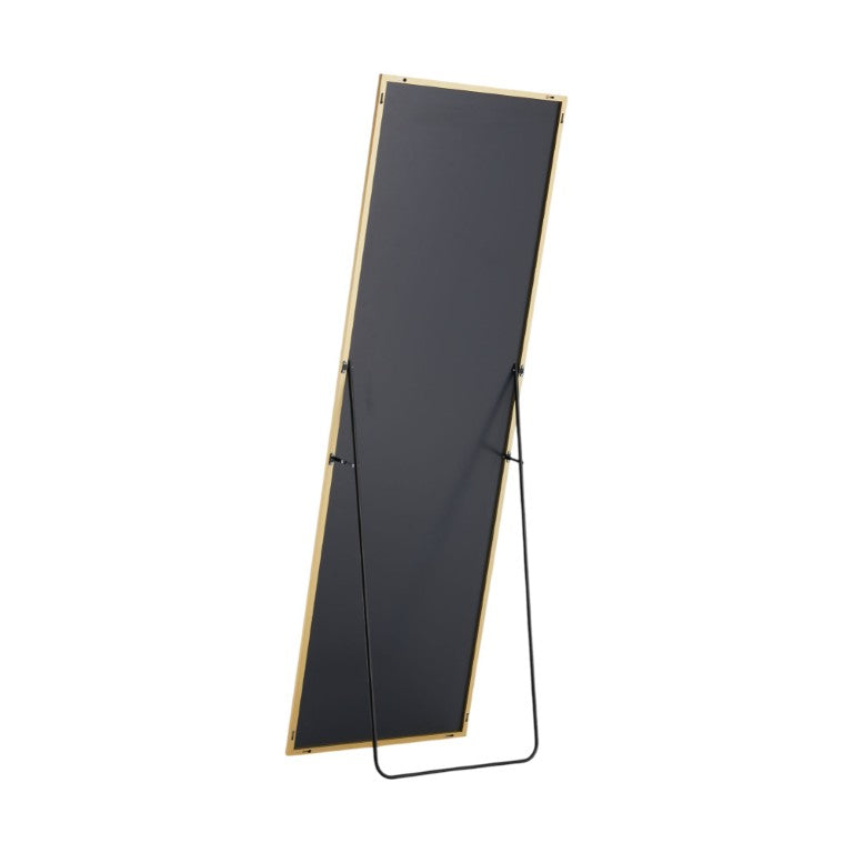 HomeRoots 63 Inch Metal Frame Full Length Leaning Floor Mirror Elegant Statement Piece for Bedroom Gold 719454