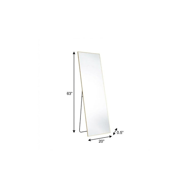 63 Inch Metal Frame Full Length Leaning Floor Mirror Elegant Statement Piece for Bedroom