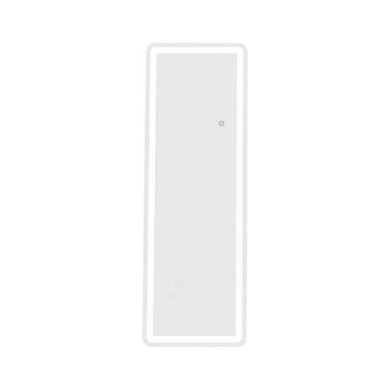 HomeRoots 71 Inch Silver Framed Lighted Leaning Floor Mirror with Freestanding Full Length Design 719456