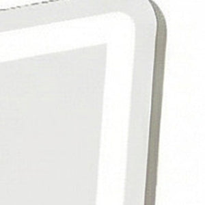 71 Inch Silver Framed Lighted Leaning Floor Mirror with Freestanding Full Length Design