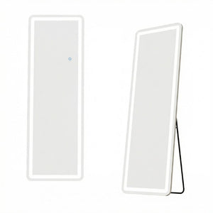 64 Inch Silver Framed Full Length Mirror Freestanding or Wall Leaning with Led Light