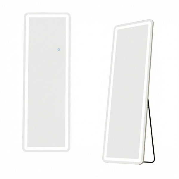 64 Inch Silver Framed Full Length Mirror Freestanding or Wall Leaning with Led Light