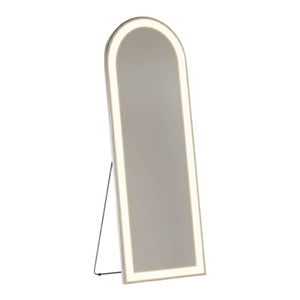 HomeRoots 63 Inch Silver Framed Full Length Leaning Mirror with Arch Top for Bedroom 719460