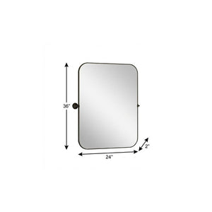 36 Inch Iron Tilting Bathroom Mirror with Sleek Matte Finish for Modern Vanity Decor