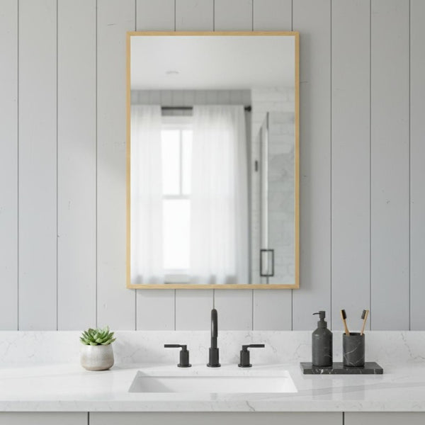 36 Inch Gold Metal Frame Round Vanity Mirror Glam Accent for Bathroom Walls
