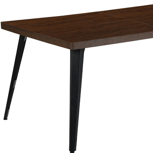 HomeRoots 65" Brown Solid Wood Extendable Dining Table with Self-Storing Leaf for Rustic Elegance and Versatility 719511