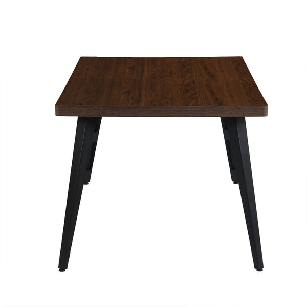 HomeRoots 65" Brown Solid Wood Extendable Dining Table with Self-Storing Leaf for Rustic Elegance and Versatility 719511