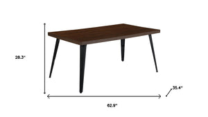 HomeRoots 65" Brown Solid Wood Extendable Dining Table with Self-Storing Leaf for Rustic Elegance and Versatility 719511