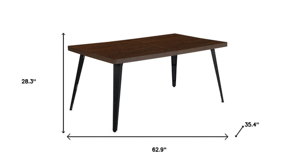 HomeRoots 65" Brown Solid Wood Extendable Dining Table with Self-Storing Leaf for Rustic Elegance and Versatility 719511