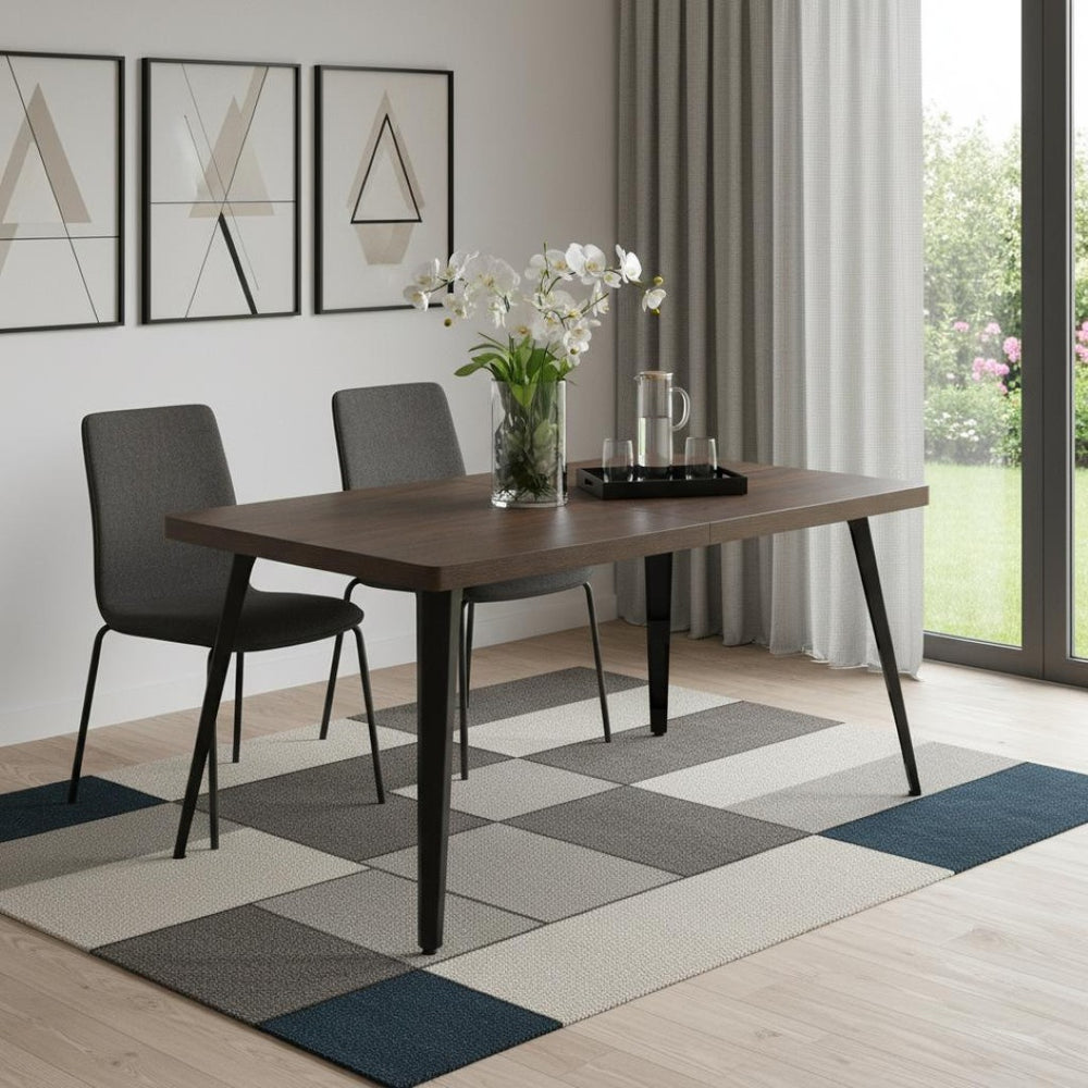 HomeRoots 65" Brown Solid Wood Extendable Dining Table with Self-Storing Leaf for Rustic Elegance and Versatility 719511