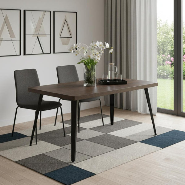 HomeRoots 65" Brown Solid Wood Extendable Dining Table with Self-Storing Leaf for Rustic Elegance and Versatility 719511