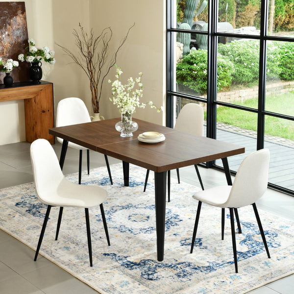 HomeRoots 65" Brown Solid Wood Extendable Dining Table with Self-Storing Leaf for Rustic Elegance and Versatility 719511