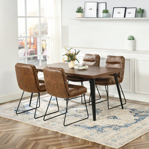 HomeRoots 65" Brown Solid Wood Extendable Dining Table with Self-Storing Leaf for Rustic Elegance and Versatility 719511