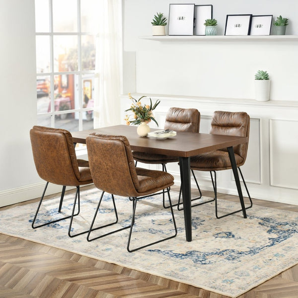 HomeRoots 65" Brown Solid Wood Extendable Dining Table with Self-Storing Leaf for Rustic Elegance and Versatility 719511
