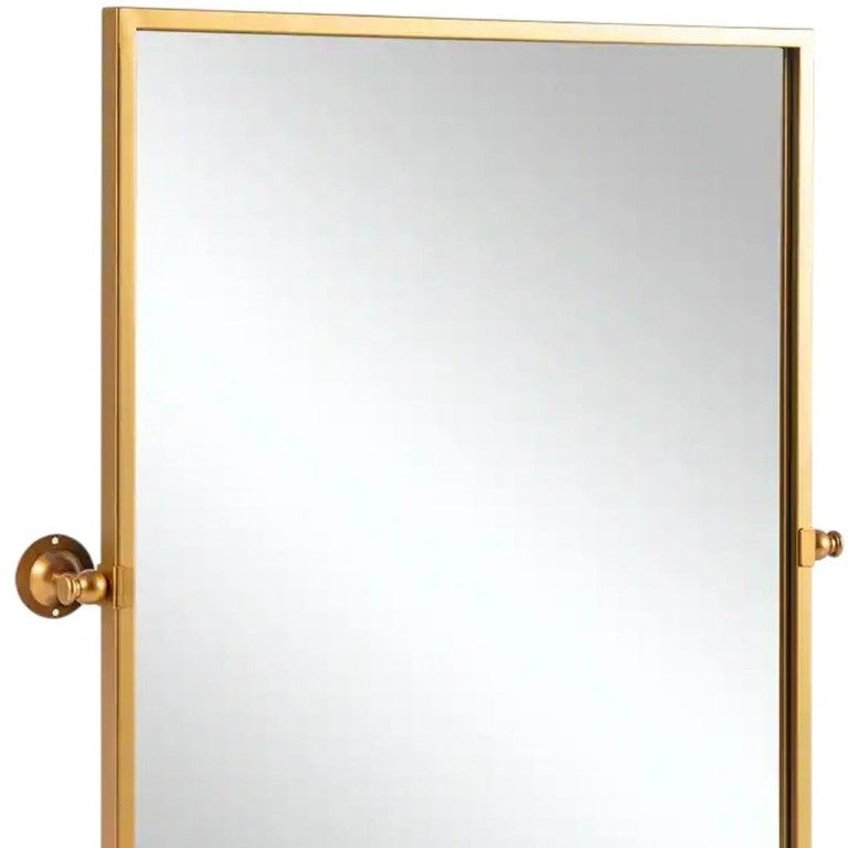 HomeRoots 38 Inch Gold Iron Tilting Wall Mirror Elegant Vanity Accent for Modern Bathrooms 719473